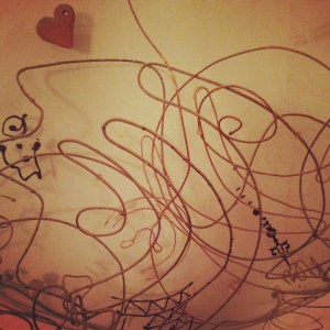 Tempo del cuore, Letizia Cortini, collage su vetro, 1999, dettaglio