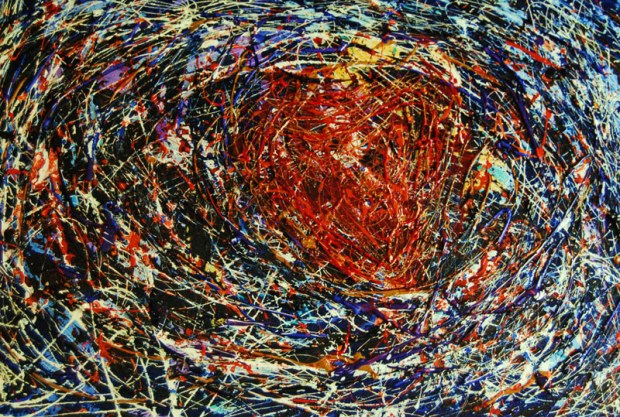 Nel mio cuore, acrilici, vernici, mix colori, 50x70 cm., 2008